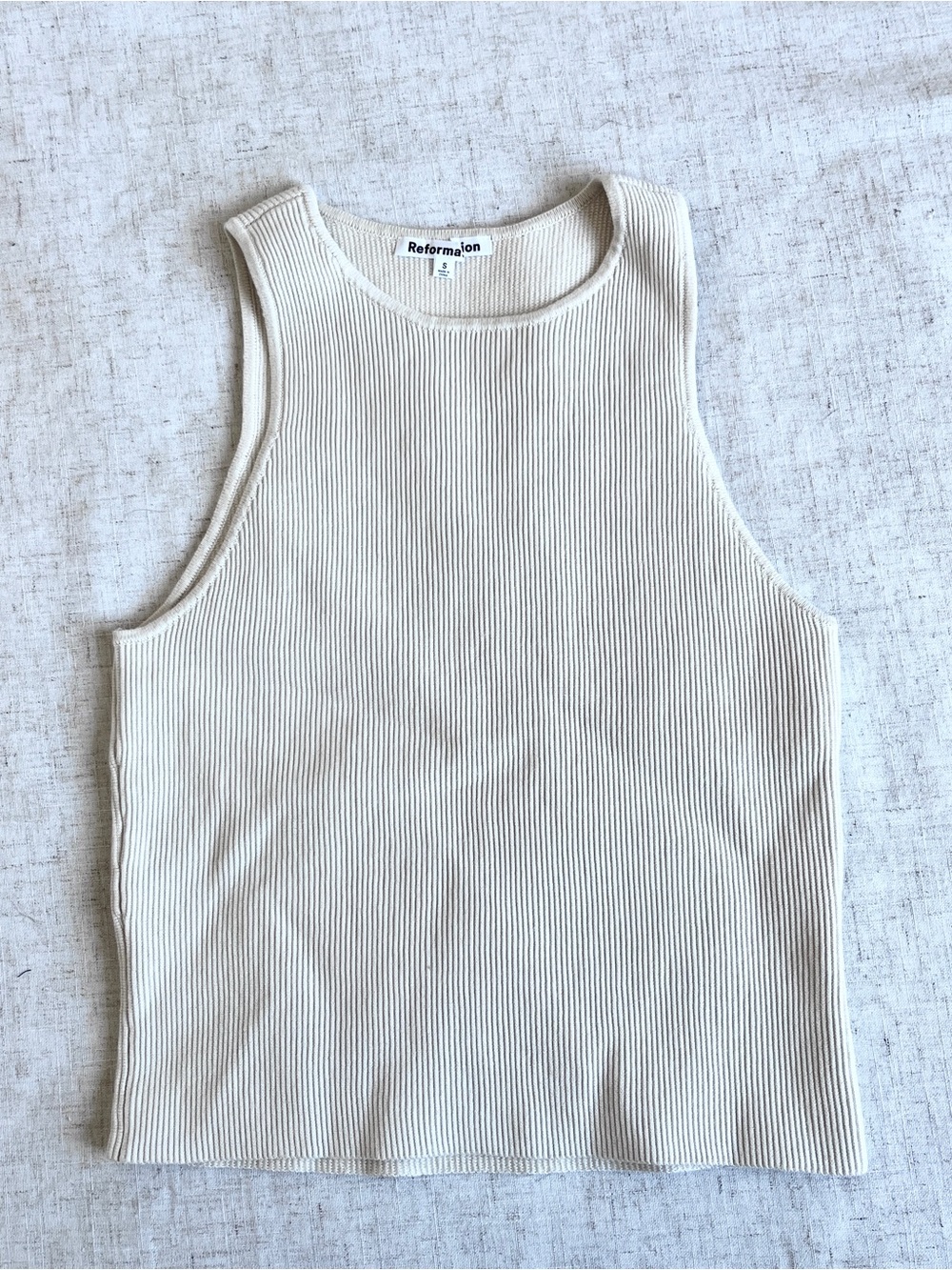 Reformation Off-White Ribbed Tank Top